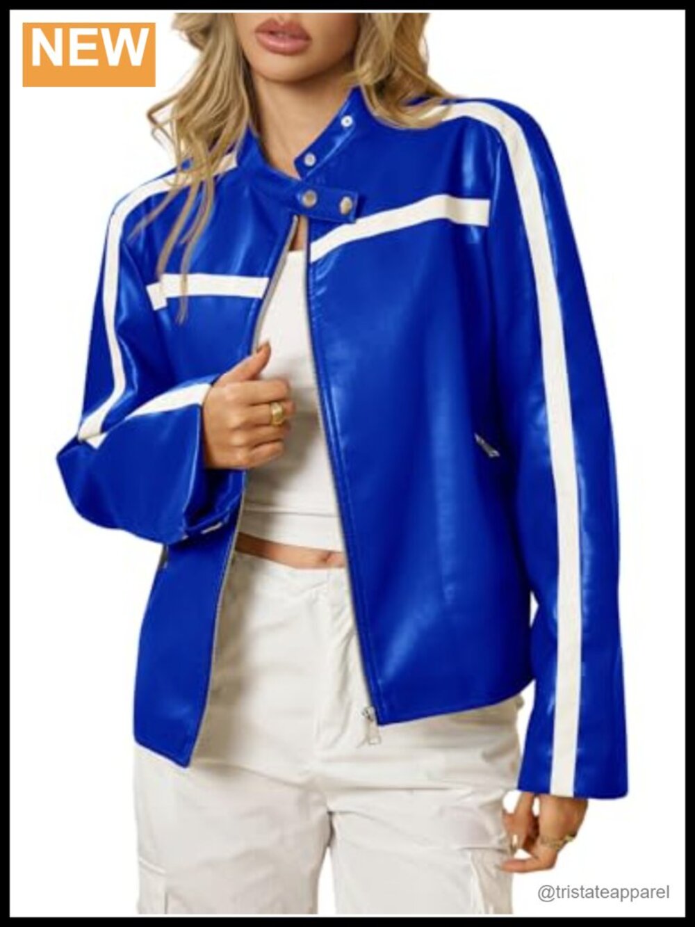 Faux Leather Bomber Jacket Zip Up Moto Biker Racing Coat Casual